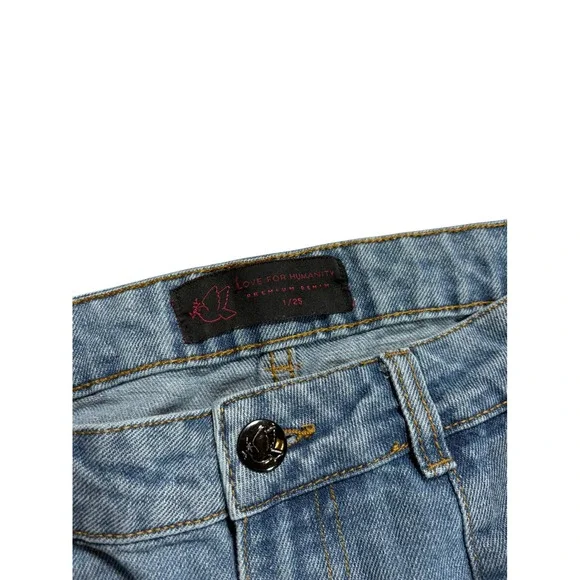 Love For Humanity Jeans Womens Denim Light Wash Wide Leg Cargo Pants - Picture 3 of 9